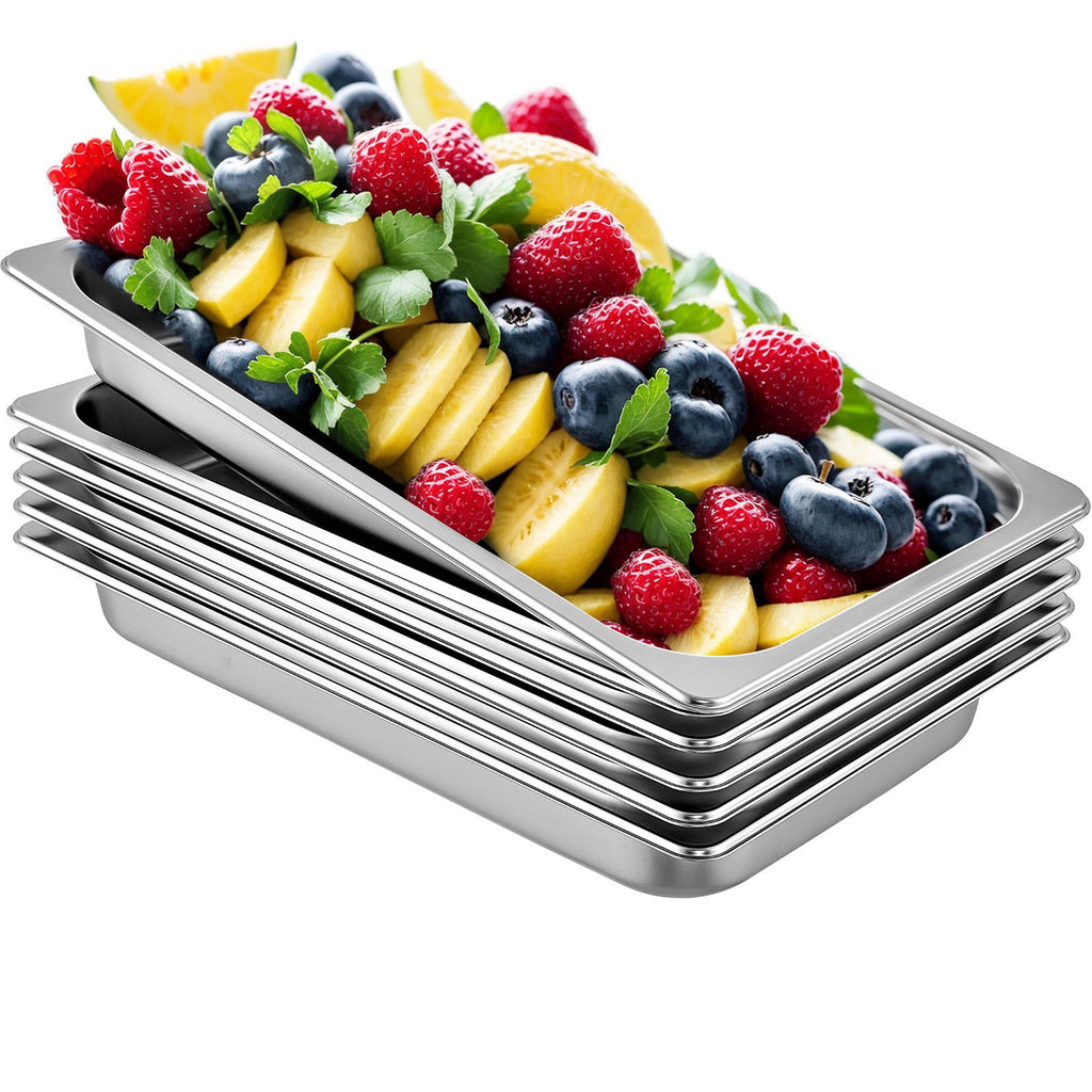 Elitee 6 Pack Stainless Steel Steam Table Pans - Full Size Food Trays