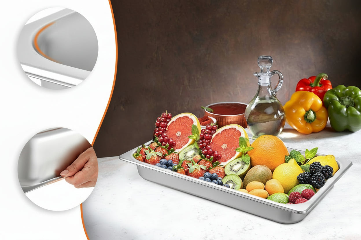Elitee 6 Pack Stainless Steel Steam Table Pans - Full Size Food Trays